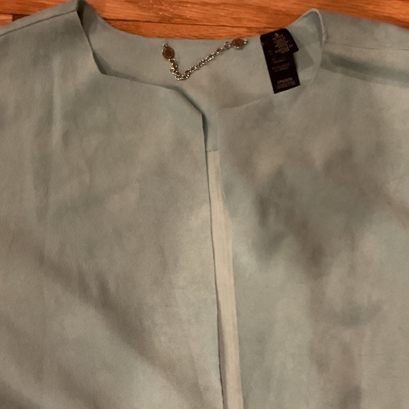 CHICOS Elegant Seafoam green Women's vest feels like micro suede sz 3 NWOT - Picture 2 of 9